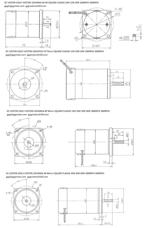 60W 12v escovou o motor 1000~5000rpm da C.C. para o produto automático
