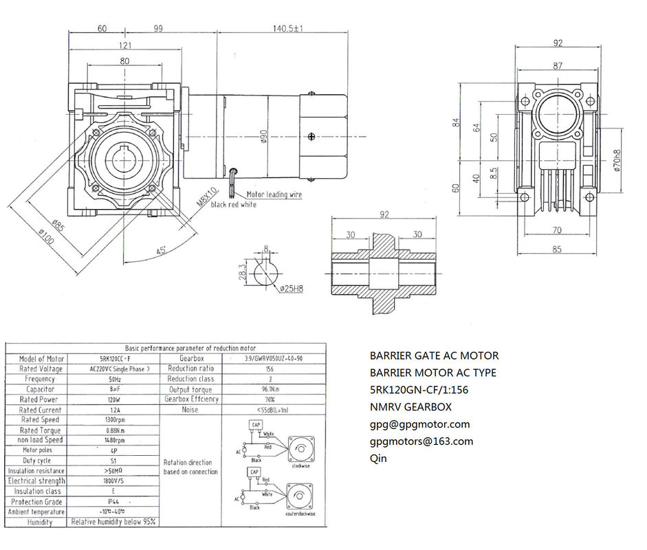 tipo da C.A. da porta da barreira do 1:40 5rpm do 1:3.9 da caixa de engrenagens do sem-fim de 5rk140w Nmrv